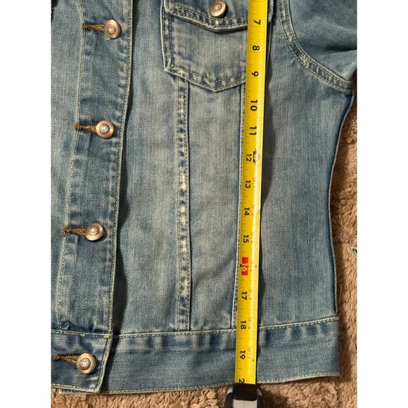 Fylo Y2K 2000s Embroidered Floral Denim Jean Jacket Boho Chic S - Picture 9 of 11